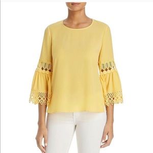 Le Gali Camden Blouse Yellow Crochet Bell Sleeve S